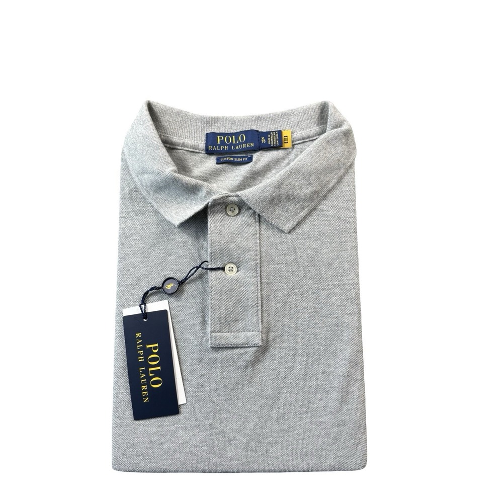Polo Ralph Lauren Gray Ponyless Cotton Custom Slim Fit Polo Shirt Mens XL NWT